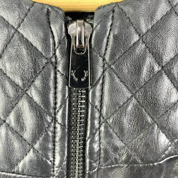 Bod & Christensen Leather Jacket Womens Medium Black Moto Biker Style Quilted - Picture 3 of 7